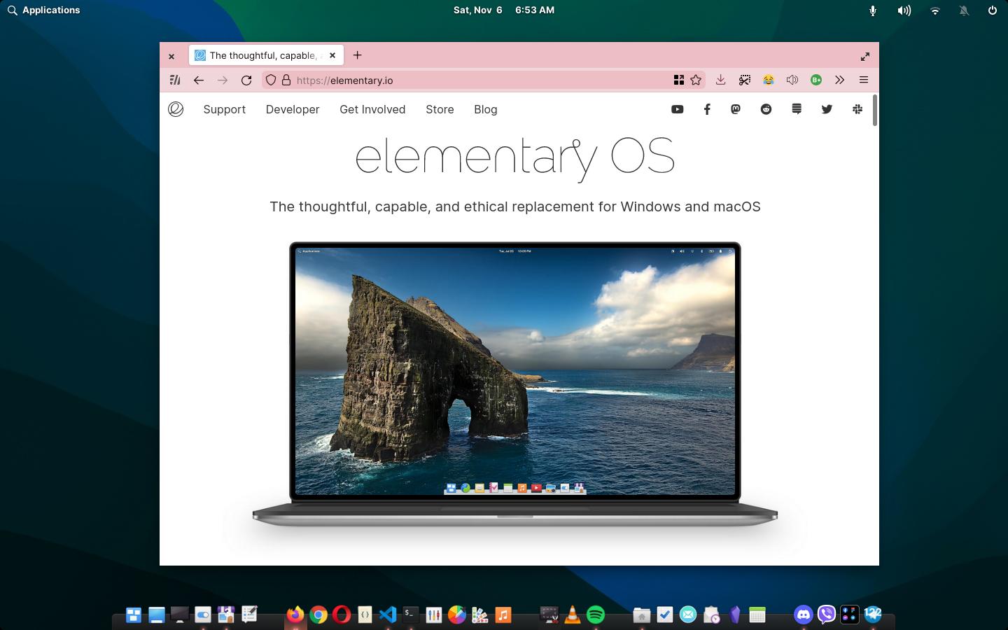 elementary OS website on Firefox